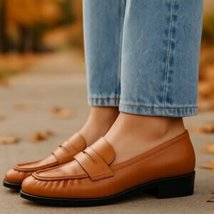 J.Crew SZ 8 Maison Ruched Loafers In Leather English Saddle NEW